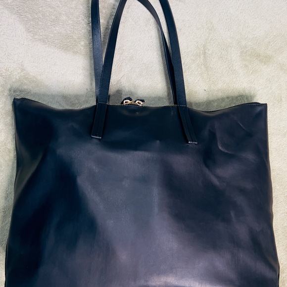 ELIZABETH AND JAMES VEGAN LEATHER BIG TOTE PURSE COGNAC BROWN SHOULDER BAG - Picture 5 of 5